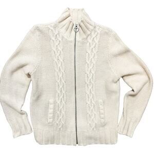 OLD NAVY Chunky Cable Knit Lambswool Sweater Jacket in Cream SZ XL